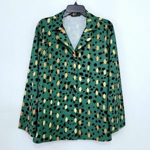 C.O.Z.Y. Animal Print Button Front Top Women's XL